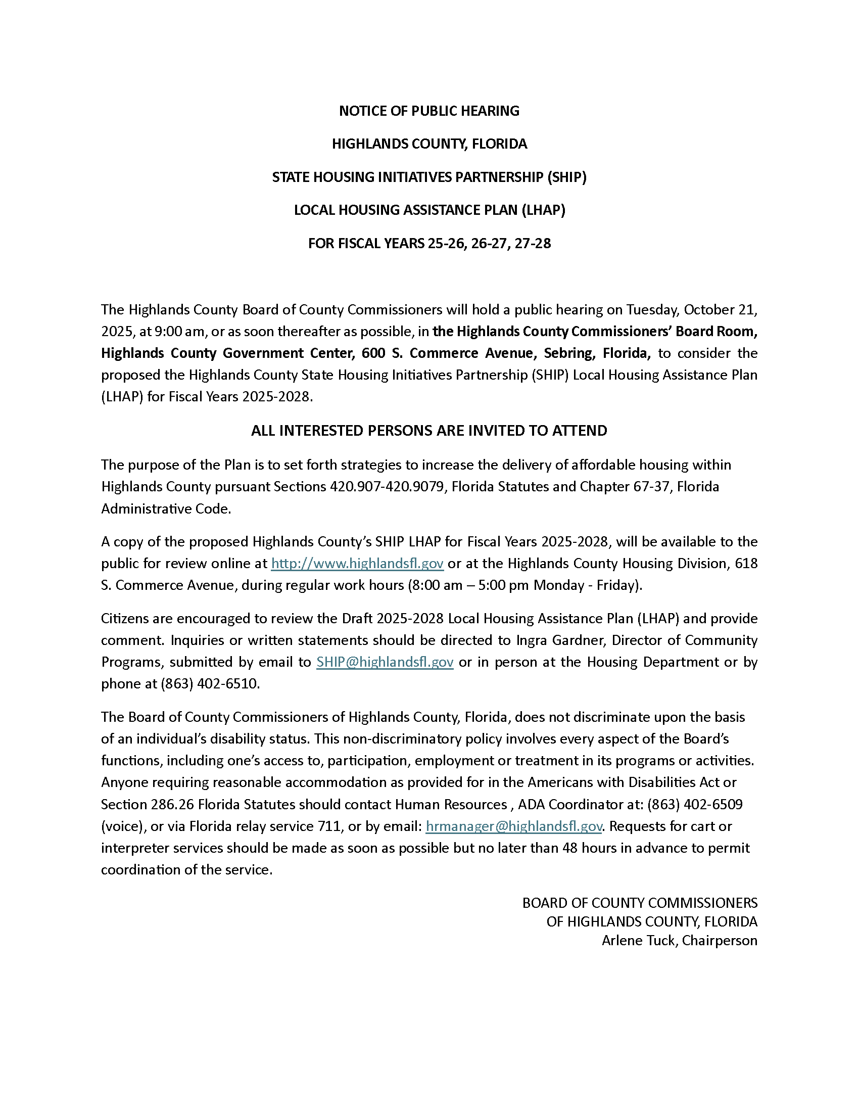 HIGHLANDS COUNTY_Notice of Public Hearing_LHAP.redline_sgs notice only